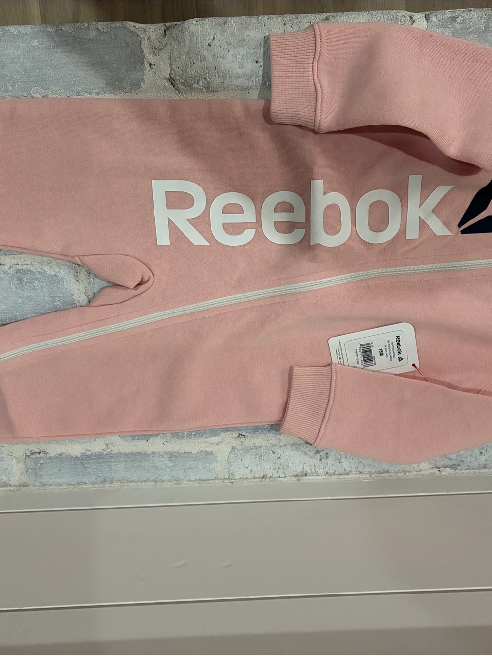 Reebok Pink Zip-Front Sweatshirt. Size 18 months